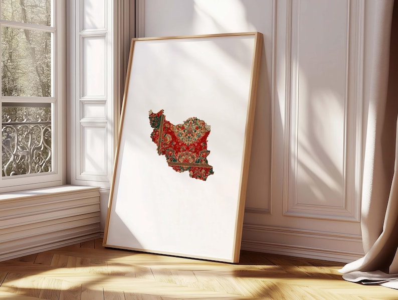 Iran Map Poster – Persian Art with Carpet Pattern, Oriental Wall Decoration, Ethno Fine Art Print, image 7