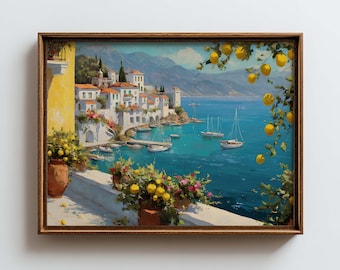 Italy Amalfi Küste Poster, Mediterranes Kunst Poster, Italienisches Wandbild, Amalfi Coast Art Print, Mediterranean Sea View Decor