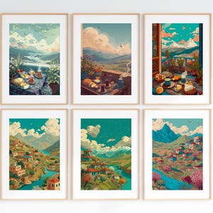 Kurdish Wall Art Set of 6 – Kurdish Village Breakfast Posters, Kurdish, Kurdistan, Kurdish, Kurdish pictures, Kurdistan Poster