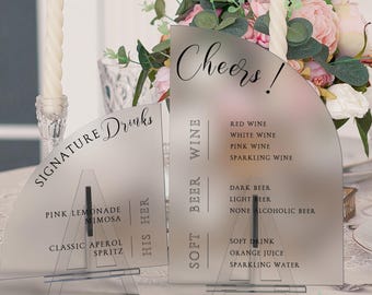 Frosted Acrylic Wedding Signature Drinks Bar Sign