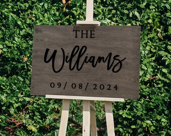 Letrero de bienvenida de boda de madera 3D personalizado: Decoración minimalista