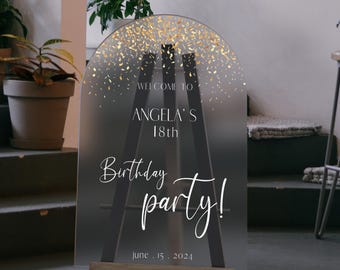 Frosted Acrylic Birthday Sign, Birthday Decorations, Personalized Welcome Sign for Birthday Party, Minimalist Birthday Sign