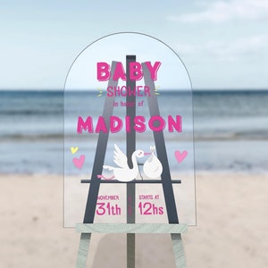 Gepersonaliseerde acryl babyshower welkomstbord: Boho Gender Reveal Decor