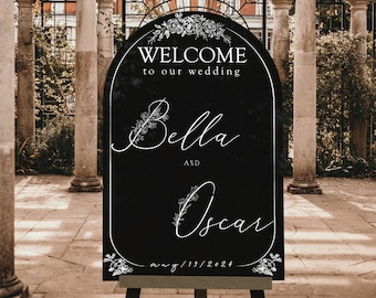 Modern Wedding Welcome Sign, Wedding Entrance Sign, Welcome Wedding Sign, Arched Wedding Decor, Personalized Welcome to our Wedding Sign