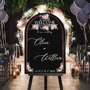 Arch Welcome Wedding Sign, Personalized Welcome to our Wedding Sign, Acrylic Wedding Sign, Wedding Decor, Modern Wedding Sign, Entrance Sign