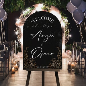 Welcome Wedding Sign, Personalized Welcome to our Wedding Sign, Arched Acrylic Wedding Sign, Wedding Decor, Modern Wedding Welcome Sign
