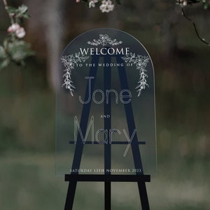 Arched Welcome Wedding Sign, Personalized Welcome to our Wedding Sign, Acrylic Wedding Sign, Wedding Decor, Modern Wedding Welcome Sign