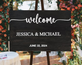 Letrero de bienvenida de boda de madera 3D personalizado: Decoración personalizada