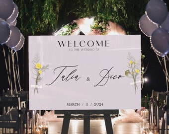 Willkommen Hochzeitsschild, personalisiertes Willkommen zu unserem Hochzeitsschild, Acrylhochzeitsschild, Hochzeitsdeko, modernes Hochzeit Willkommensschild