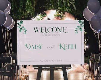 Cartello per matrimonio personalizzato in acrilico bianco, pannello di benvenuto satinato