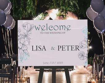 Personalisierte Acryl Willkommen Hochzeitsschild, moderne Hochzeitsdeko
