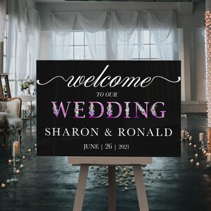 Acrylic Welcome Wedding Sign, Minimalist Wedding Welcome Sign, Welcome Wedding Sign, Black Acrylic Wedding Sign, Landscape Wedding Sign