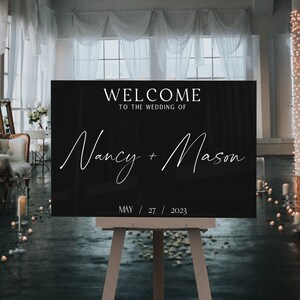 Cartello di benvenuto per matrimonio in acrilico, cartello di benvenuto per fidanzamento, cartello di benvenuto per fidanzamento in acrilico, elegante cartello di benvenuto per matrimonio, cartello di benvenuto per matrimonio nero
