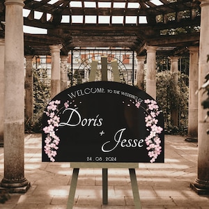 Arched Welcome Wedding Sign, Personalized Welcome to our Wedding Sign, Acrylic Wedding Sign, Wedding Decor, Modern Wedding Welcome Sign