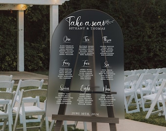 Tabla de asientos de boda, Tabla de asientos de boda minimalista, Tabla de asientos de mesa, Tabla de asientos de números, Signo de nombre de invitado de boda Acriylic