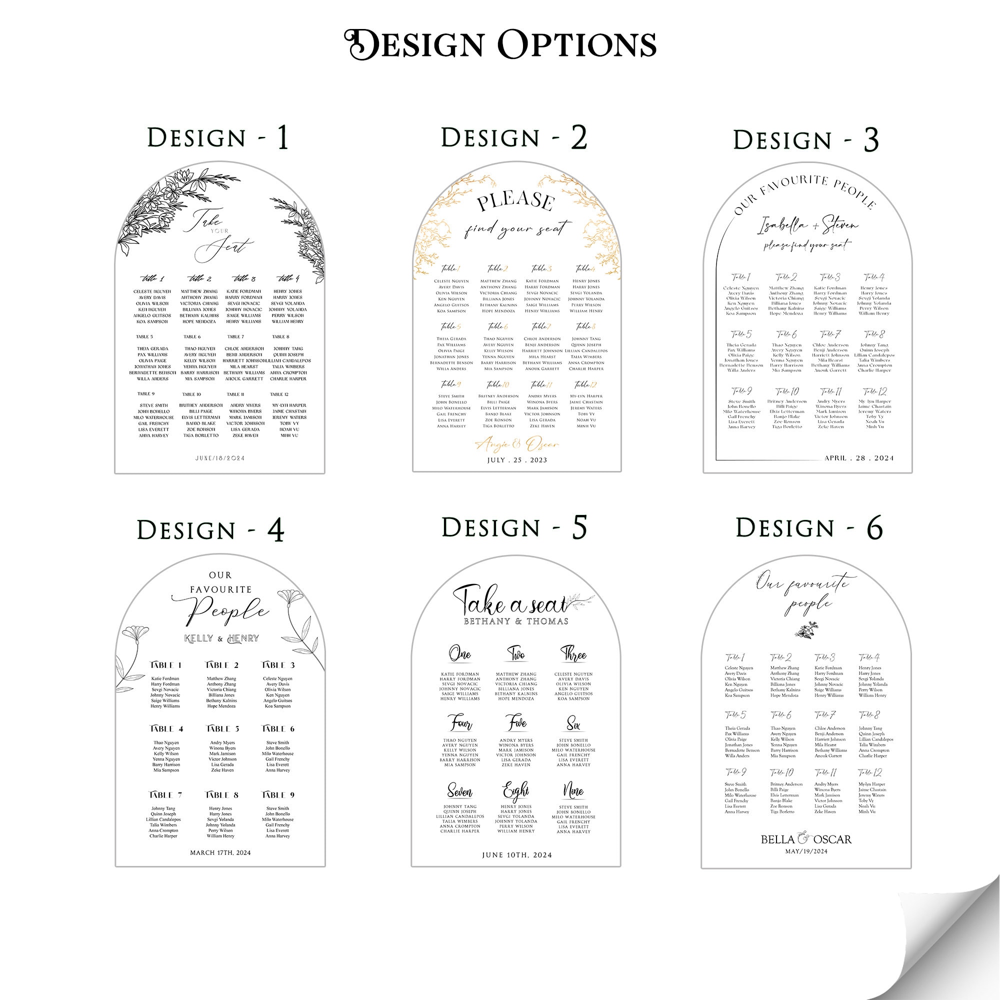 Seating Chart Numbers Black Seating Chart Wedding, Minimalist Wedding Seating Chart, Table ...