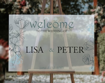 Willkommen Hochzeitsschild, Personalisiertes Willkommen zu unserem Hochzeitsschild, Acrylhochzeitsschild, Hochzeitsdekor, modernes Hochzeitsschild, Eingangsschild