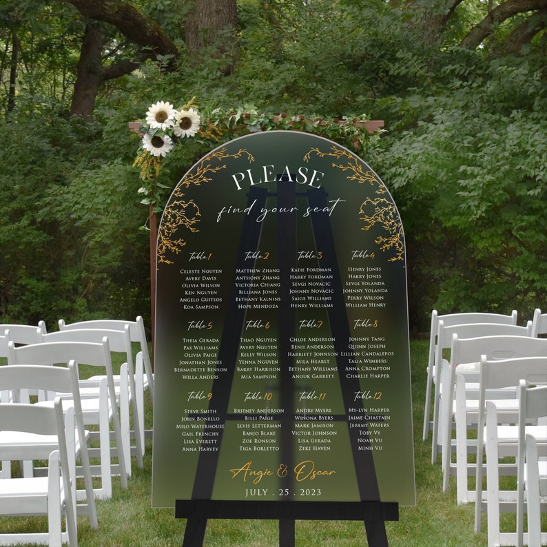 Seating Chart Numbers Orange Seating Chart Wedding, Minimalist Wedding Seating Chart, Table ...