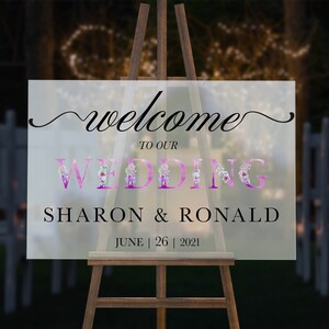 Acrylic Welcome Wedding Sign, Minimalist Wedding Welcome Sign, Welcome Wedding Sign, Frosted Acrylic Wedding Sign, Landscape Wedding Sign