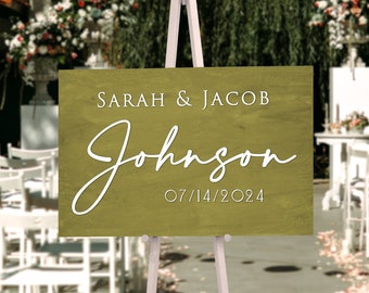 Letrero de bienvenida de madera personalizado para bodas: Decoración minimalista moderna en 3D