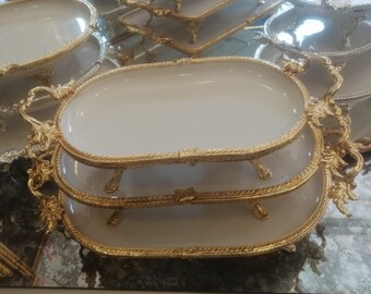 Oval Elegant Trays , 3-Piece Set of Trays with Different Styles , Kitchen Decor