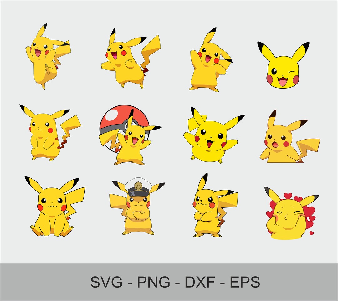 Pikachu Svg, Pokemon Svg, High Quality Layered Files, Svg Files for
