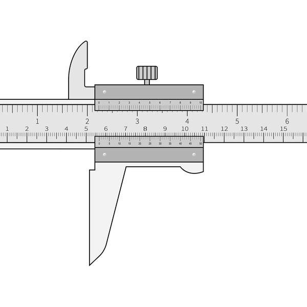 Vernier Caliper device for measuring internal and external dimensions. Vector illustration.