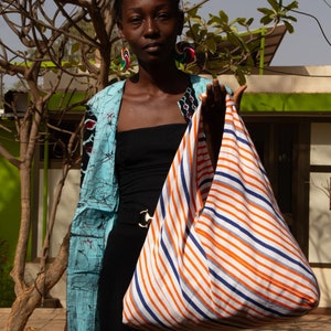 large shopping bag beach bag beach bag shopper handbag made of 100% cotton handwoven, hand sewn. image 2