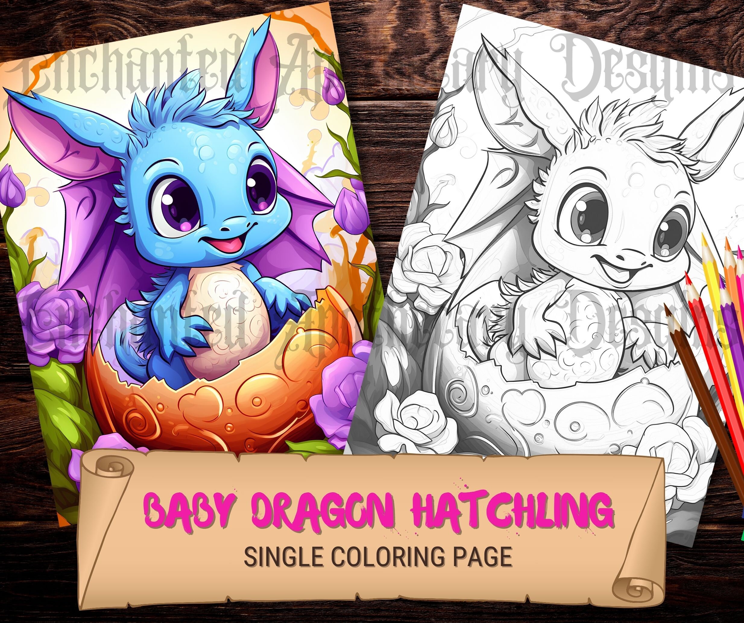 Coloring Page Baby Dragon Stress Relief for Adults Classroom - Etsy