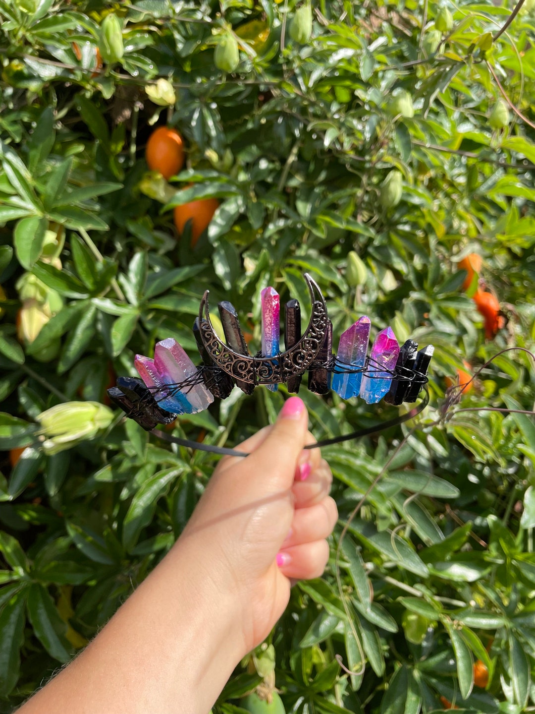 Halloween Black Pink & Blue Glass Crystal Festival Crown Etsy UK