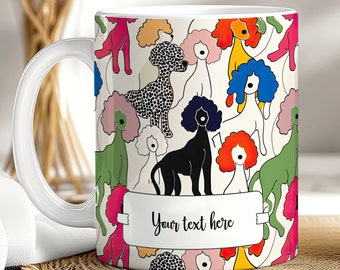 Personalised Poodle Mug, Colourful Pop Art Dogs, Gift for Poodle Mum or Dad