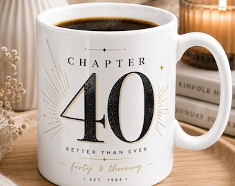 Personalised Chapter Birthday Mug with Age and Year, 40th 50th 60th Milestone Gift