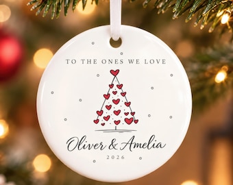 Personalised To the One I Love Bauble, Heart Tree Christmas Ornament for Partner or Family