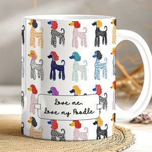 Taza de caniche personalizada, regalo para mamá o dueño de perro, Ámame, amo a mi caniche, tu mensaje de texto en una taza, regalo de cumpleaños para un amigo amante de los perros