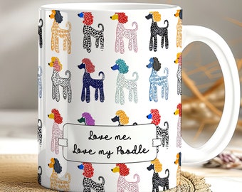 Personalised Poodle Mug, Colourful Pattern Coffee Cup, Gift for Dog Mum or Owner