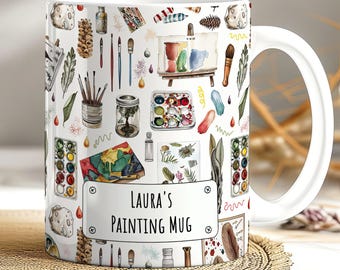 Taza personalizada con pintura artística: regalo para artistas, pintores e ilustradores