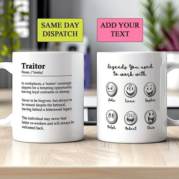 Mug traître personnalisé amusant, cadeau de départ, cadeau de départ pour collègue, cadeau de départ pour collègue, cadeau de travail humoristique, cadeau de bureau