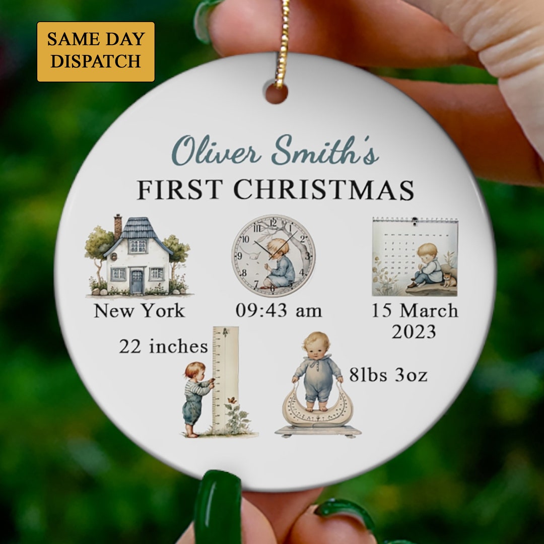 Personalized First Baby Christmas Decoration, Baby 1st Christmas Bauble ...