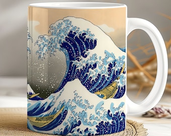 The Great Wave at Kanagawa Mug, Vintage Art Mug, Japanese Painting Mug, Painting by Hokusai on mug, vintage art gift mug, fine art mug