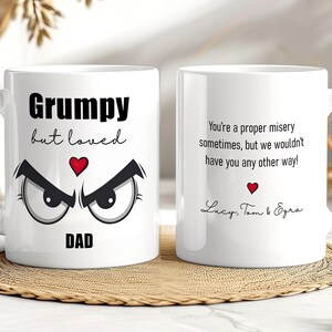 Personlig rolig Grumpy Dad-mugg - Grumpy But Loved-present från barn - Pappaskämtkaffekopp - Fars dag-present - Humoristisk present till pappor