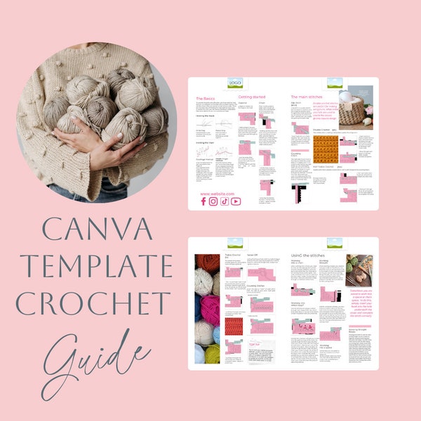 Canva editable template Beginners Crochet Guide create print out for classes or workshops or free download guide for website