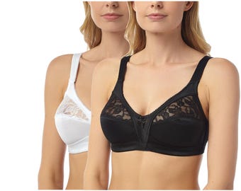Satin & Lace Full Cup Bra: Unpadded, Non-Wired, Firm Control