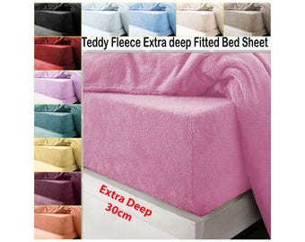 Extra Deep Sherpa Teddy Fleece Fitted Sheet Soft Warm Cozy Bedding All Sizes