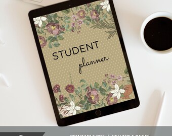 student study assignment tracker planner. timetable planner. All in one ultimate planner. printable and editable in Canva