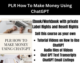 PLR ChatGPT | How To Make Money Using ChatGPT Video Course ChatGPT |Private Label Rights |Resale Rights | Editable Canva | Digital Download