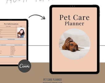 Pet Care Planner , PLR Planner printable | Commercial Use Planner | Pet Planner Editable Template, Canva Template