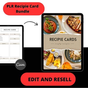 PLR recipe cards, printable template, canva template, digital download, printable recipe cards, done for you template.