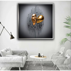 Kissing bronze glitter canvas print,Love Couples Canvas Painting Kissing Couples,Bedroom Canvas Painting, Love Couples Wedding Gift Wall Art