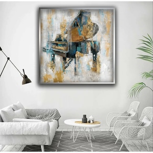 Piano music painting, Piano painting print, Wall painting, Wall art canvas painting design, ready to hang framed canvas painting