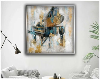Piano music painting, Piano painting print, Wall painting, Wall art canvas painting design, ready to hang framed canvas painting